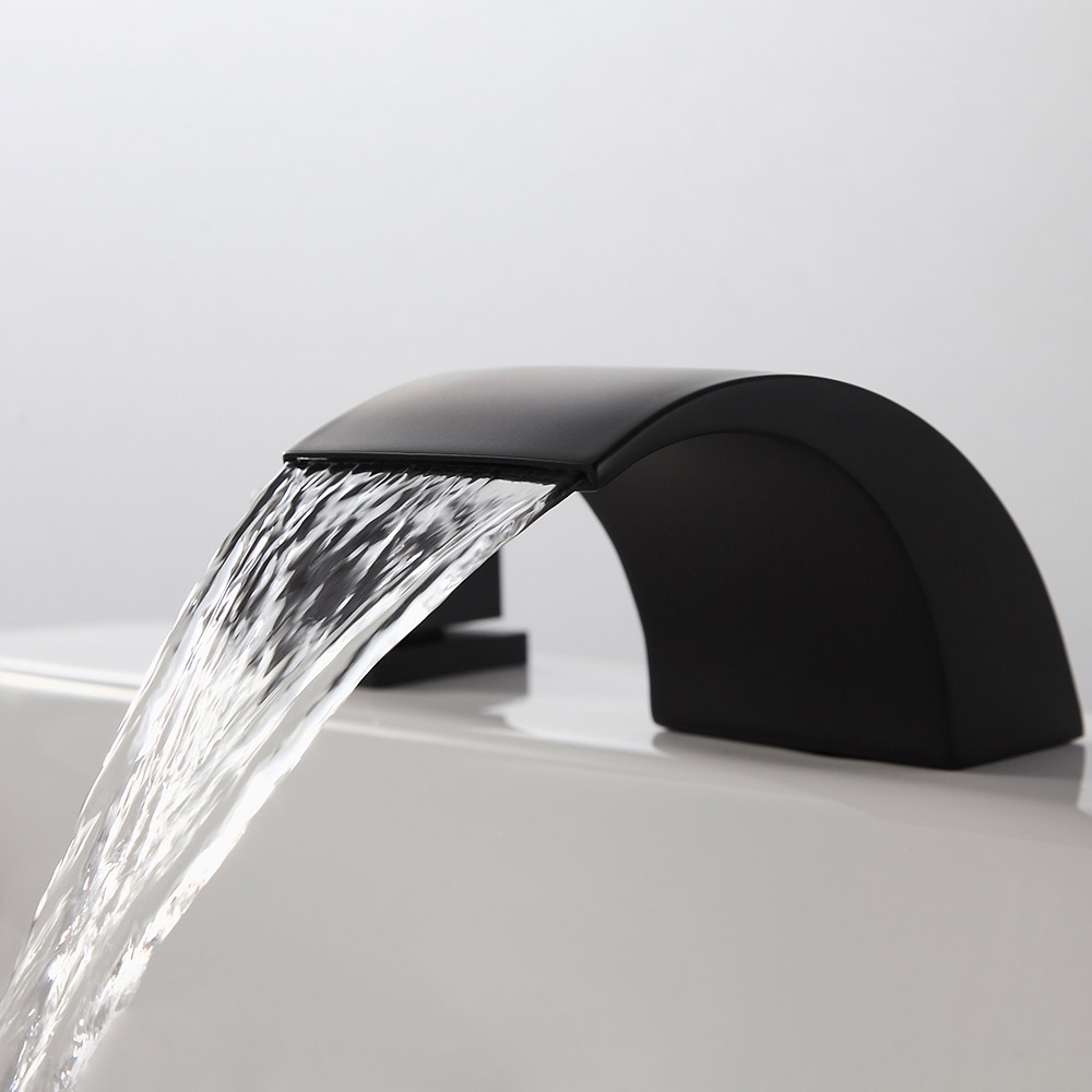 HMR - Victoria Waterfall 2-Handle Sink Faucet in White and Black