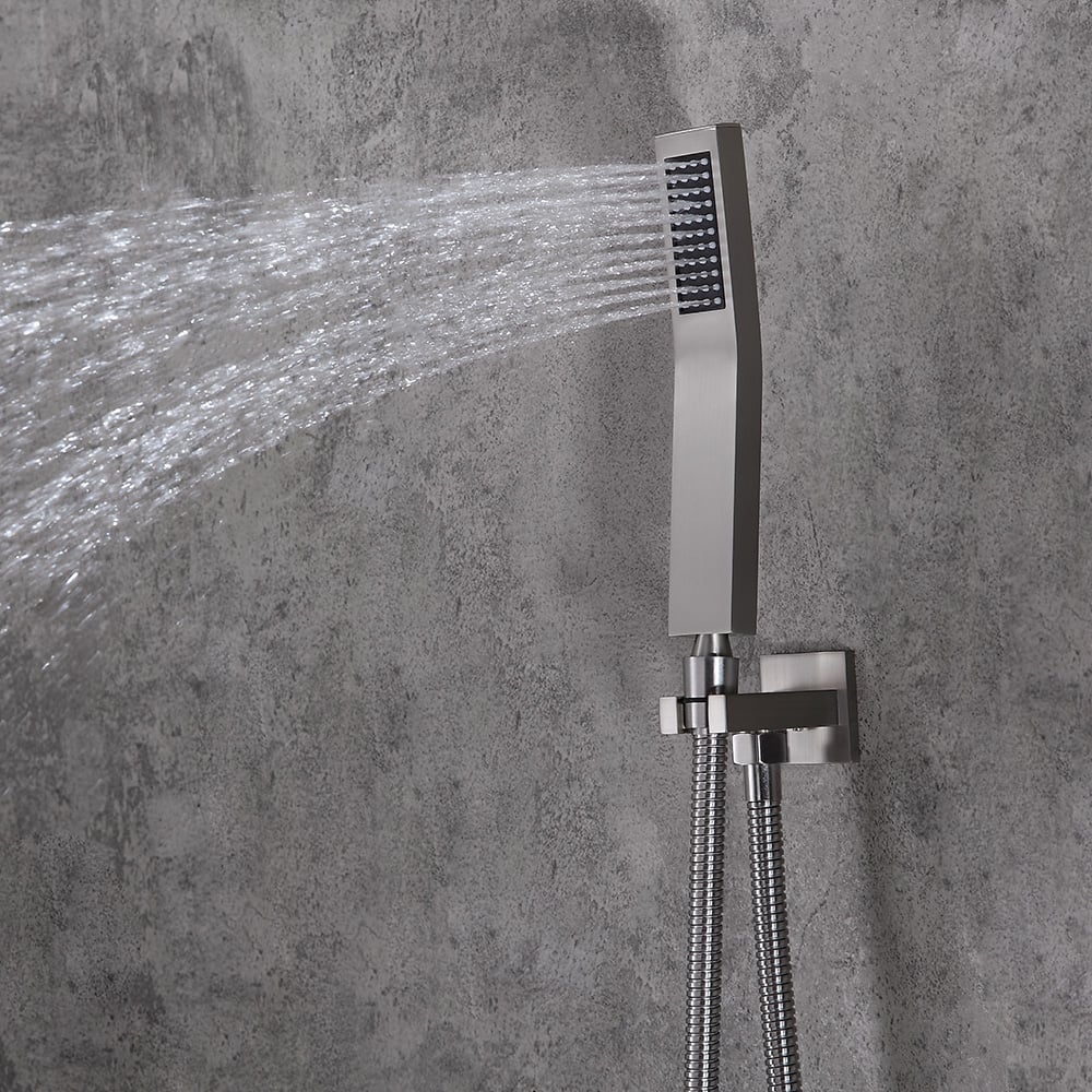 HMR - Flush Mount Shower System with Hand Shower and Body Jets in Thermostatic Shower Valve