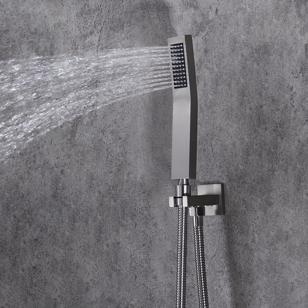 HMR - 16" Rain Thermostatic Shower System with Hand Shower in Brushed Nickel