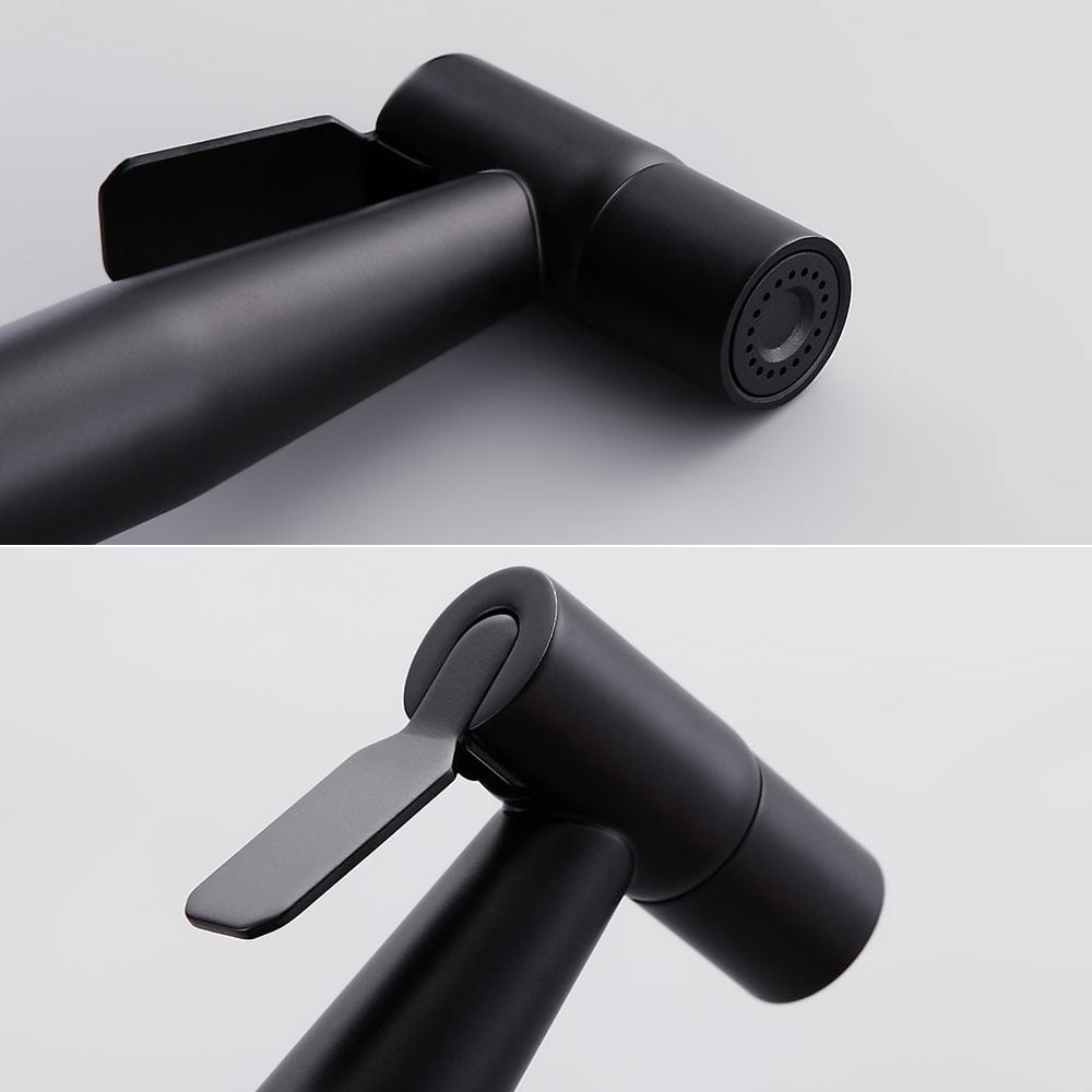 HMR - Modern Retractable Wall-Mounted Kitchen Faucet with Spray in Black