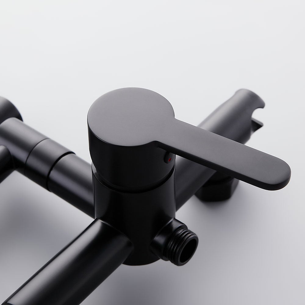 HMR - Modern Retractable Wall-Mounted Kitchen Faucet with Spray in Black
