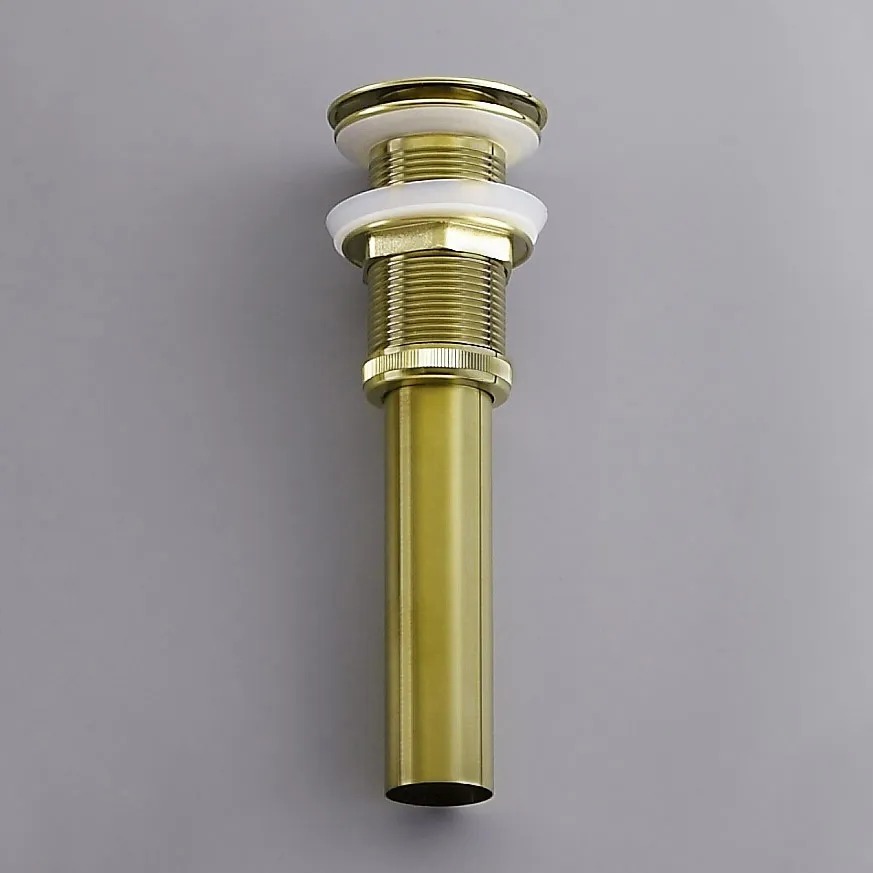 HMR Modern Bathroom Sink Pop Up Drain without Overflow - Brushed Gold
