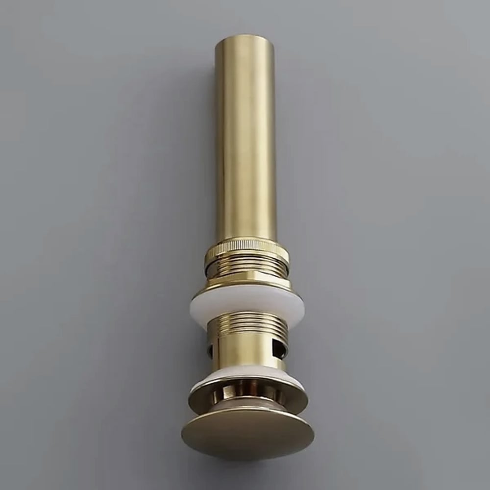 HMR Modern Bathroom Sink Pop Up Drain with Overflow - Brushed Gold