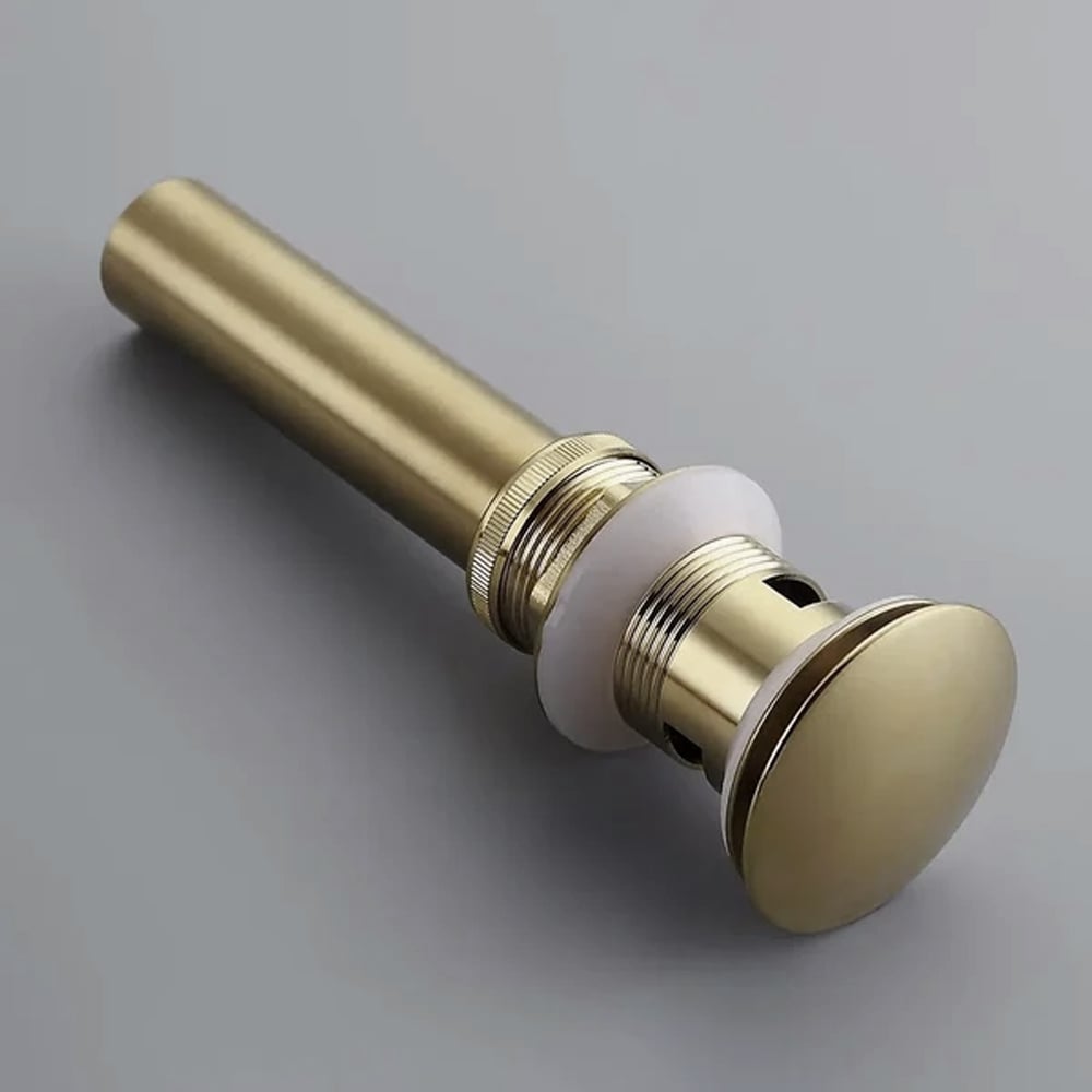 HMR Modern Bathroom Sink Pop Up Drain with Overflow - Brushed Gold