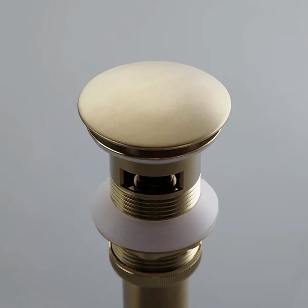 HMR Modern Bathroom Sink Pop Up Drain with Overflow - Brushed Gold