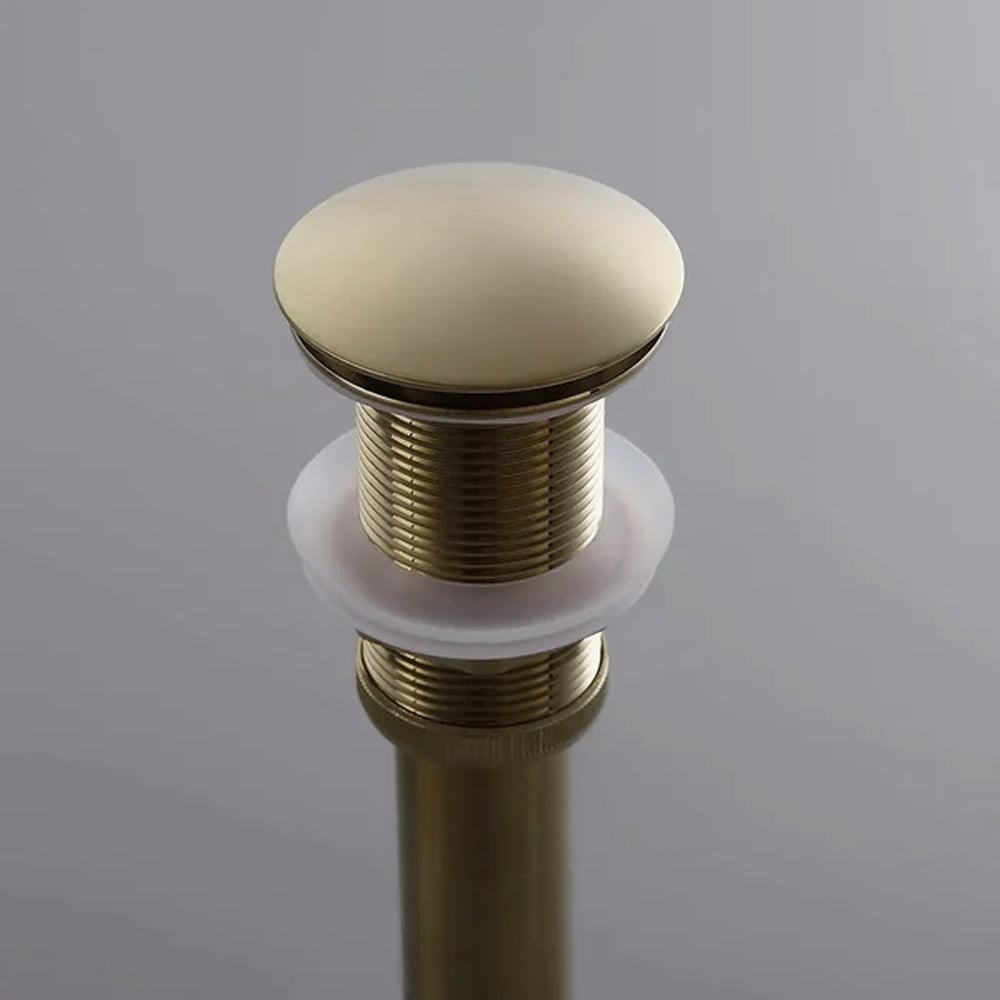HMR Modern Bathroom Sink Pop Up Drain with Overflow - Brushed Gold