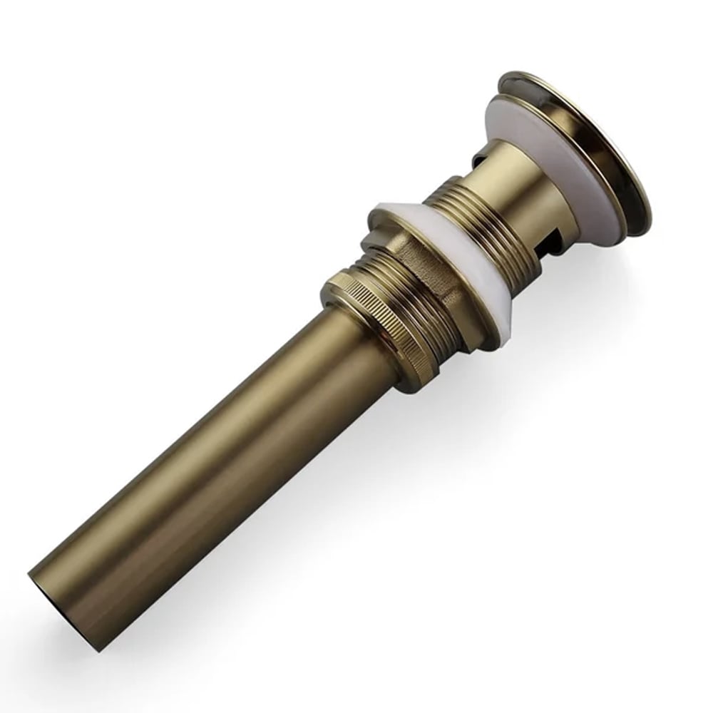 HMR Modern Bathroom Sink Pop Up Drain with Overflow - Brushed Gold