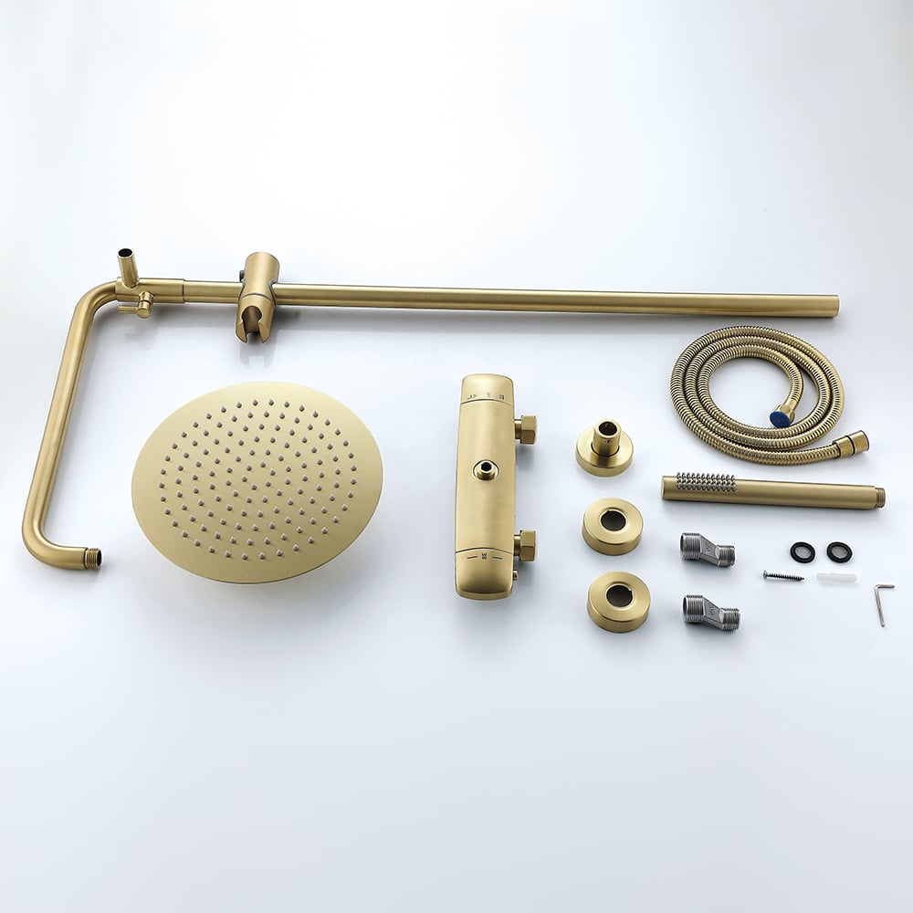 HMR - 10" Luxury Shower Fixture with Rainfall Shower Head in Brushed Gold