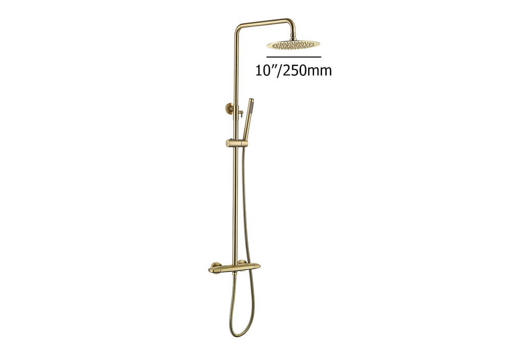 HMR - 10" Luxury Shower Fixture with Rainfall Shower Head in Brushed Gold