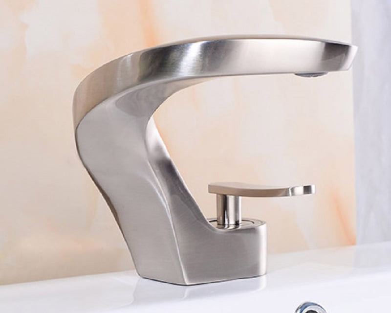 HMR Modern Creative Single Hole Bathroom Sink Faucet - Brushed Nickel