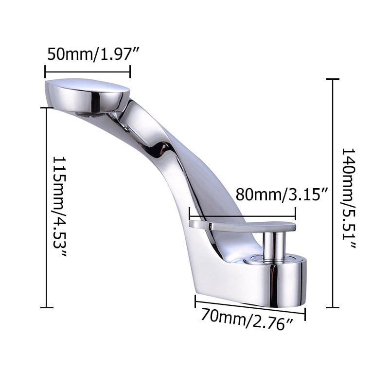 HMR Modern Creative Single Hole Bathroom Sink Faucet - Brushed Nickel