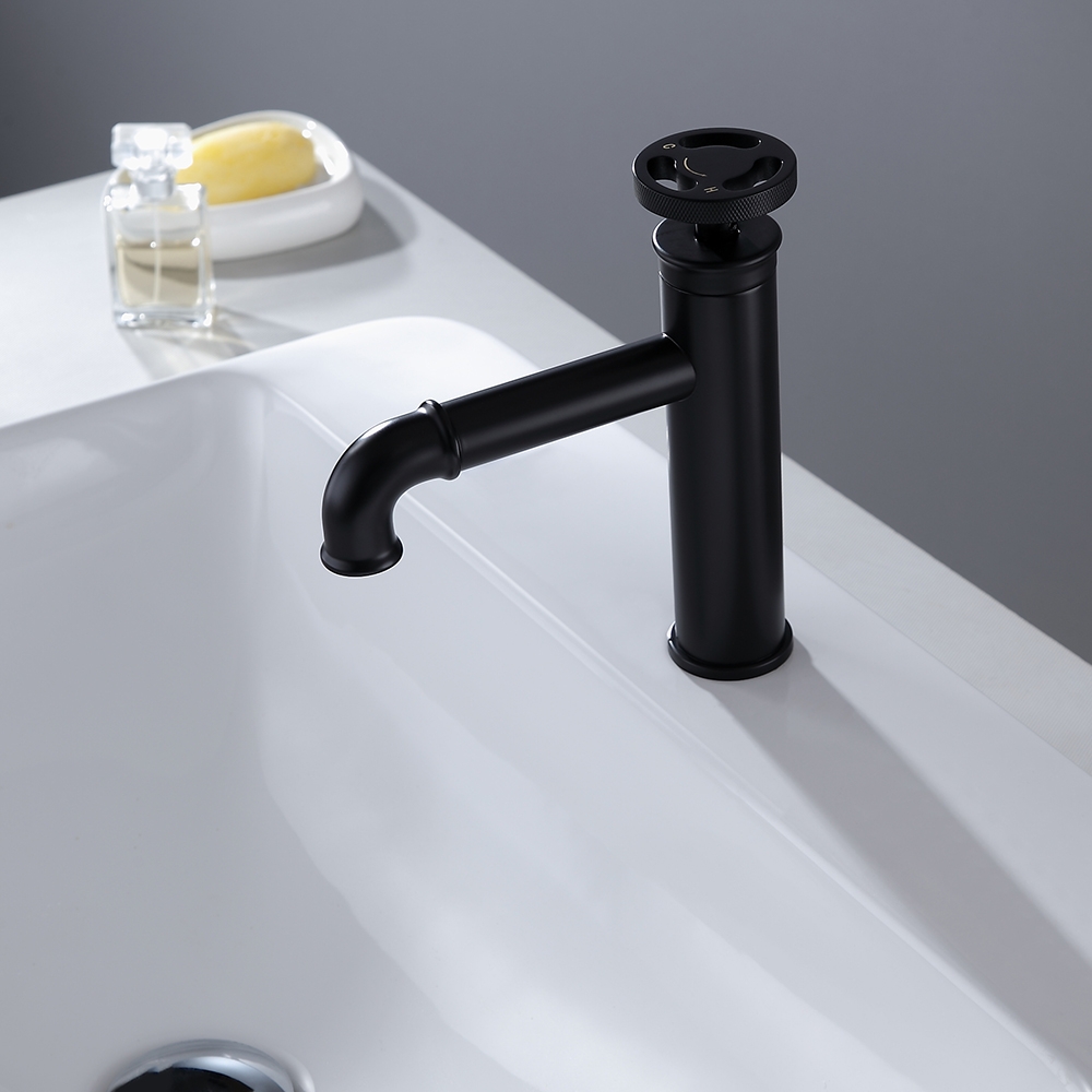 HMR - Ruth Single Hole Faucet Single Handle in Matte Black, Brass