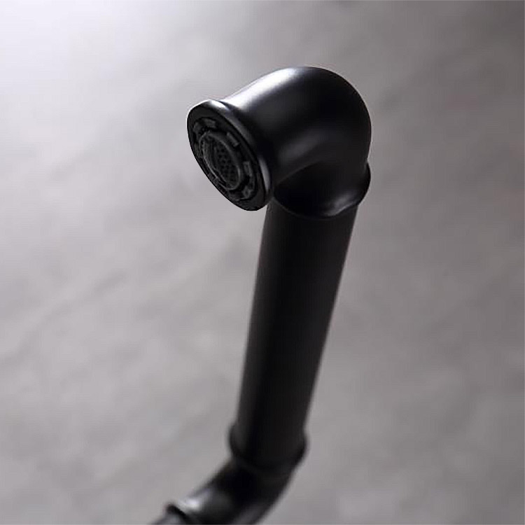 HMR - Ruth Industrial Single Hole Double Handle Kitchen Faucet in Black