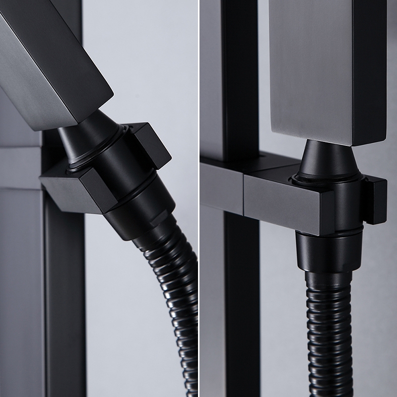 HMR - Shower Fixture with Rain Shower Head and Hand Shower in Black