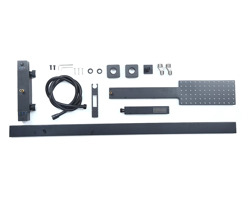HMR - Shower Fixture with Rain Shower Head and Hand Shower in Black