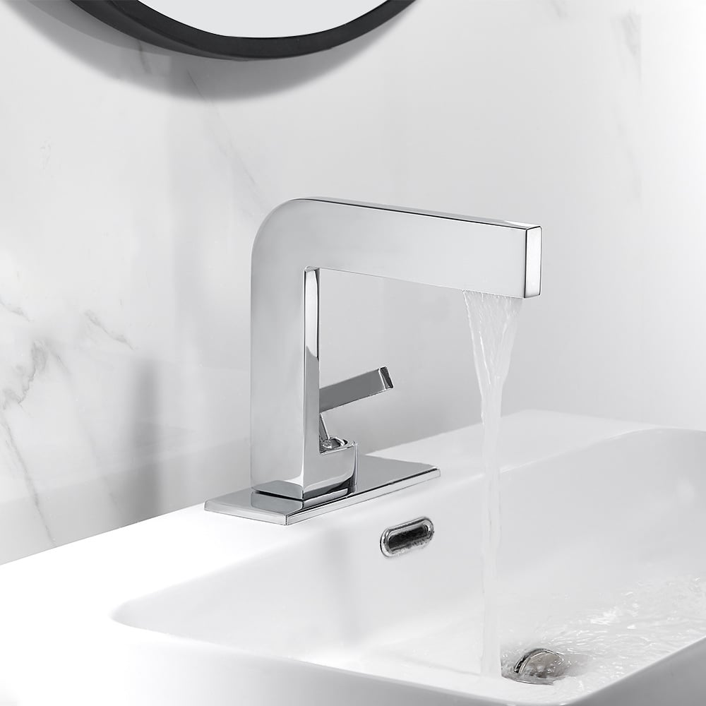 HMR Waterfall Single Handle Bathroom Sink Faucet with Escutcheon - Chrome