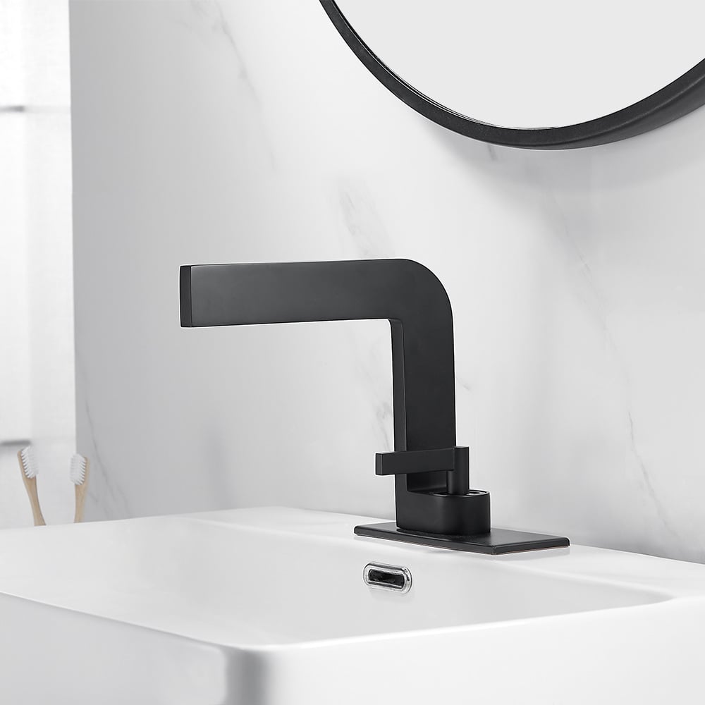 HMR - Waterfall Single Handle Bathroom Sink Faucet with Escutcheon