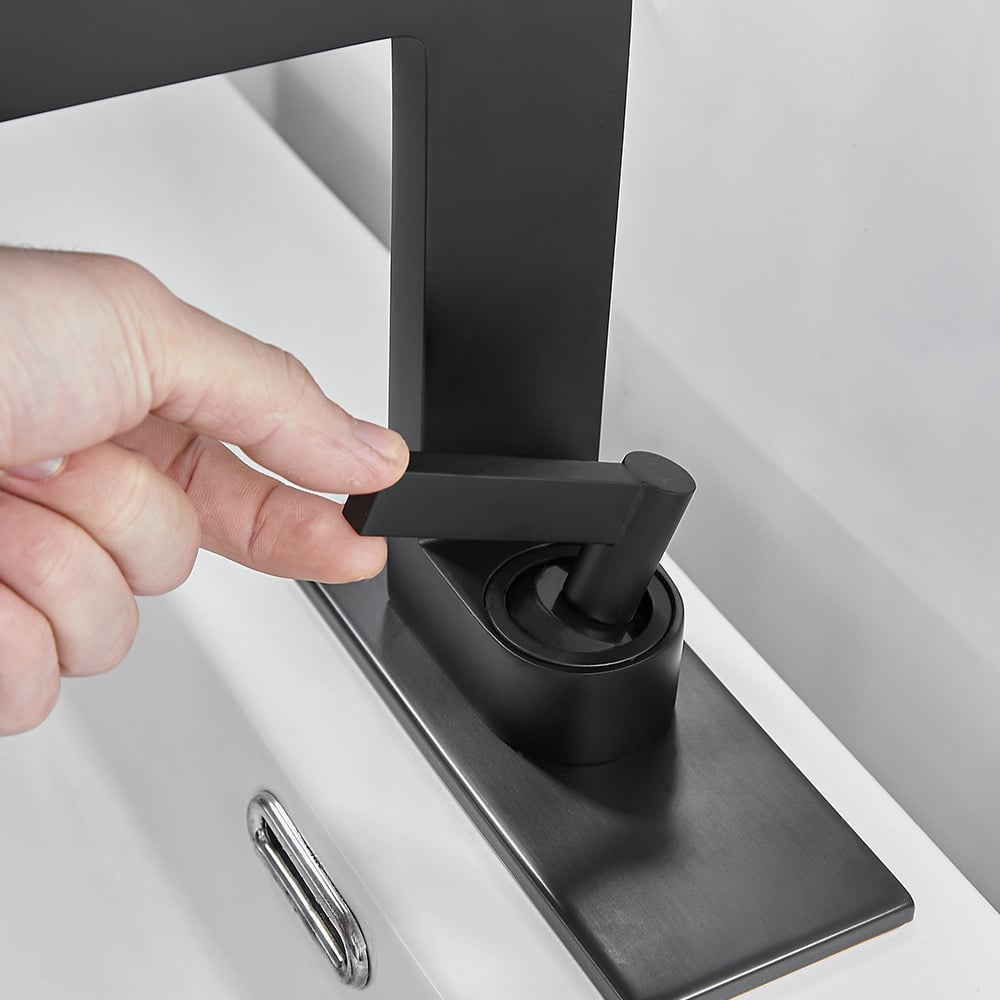 HMR - Waterfall Single Handle Bathroom Sink Faucet with Escutcheon