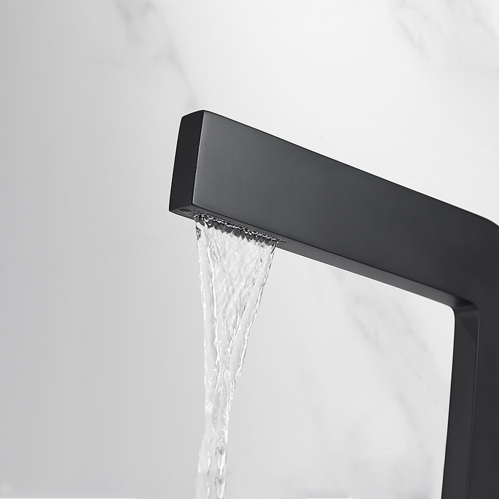 HMR - Waterfall Single Handle Bathroom Sink Faucet with Escutcheon