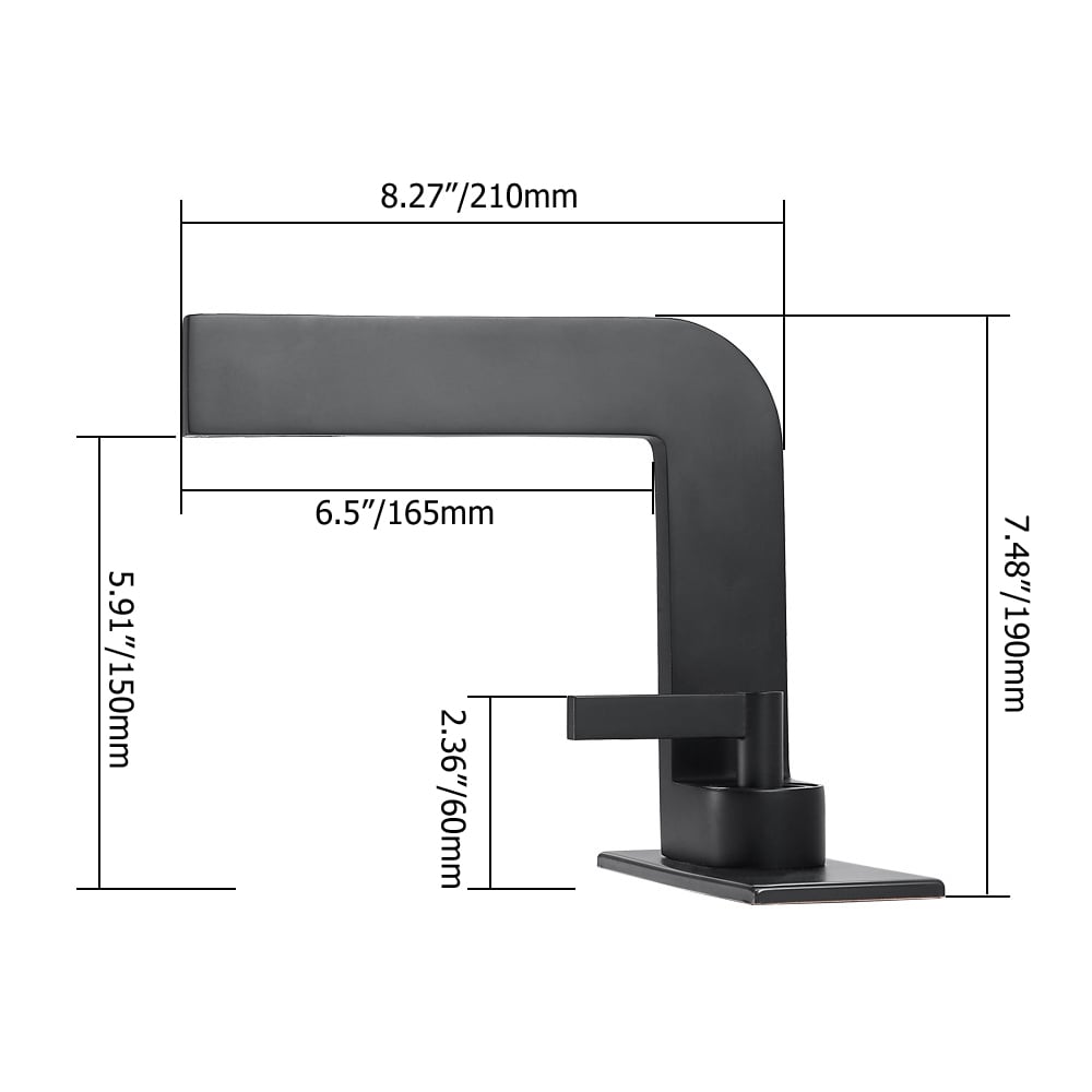 HMR - Waterfall Single Handle Bathroom Sink Faucet with Escutcheon