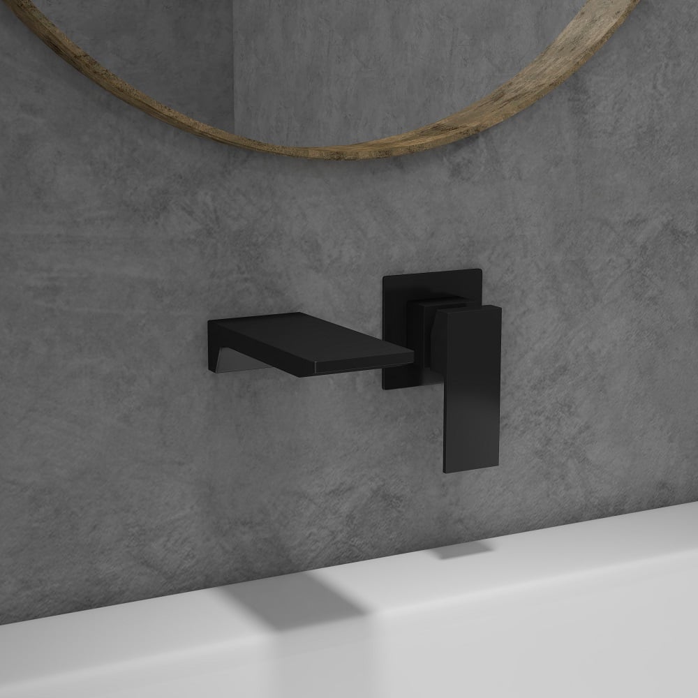 HMR - Wall Mounted Bathroom Sink Faucet Single Handle in Matte Black