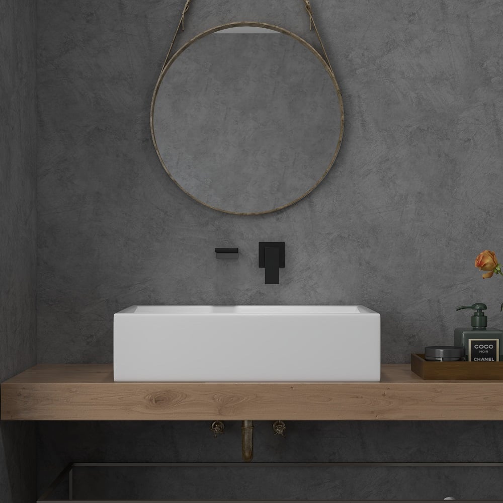 HMR - Wall Mounted Bathroom Sink Faucet Single Handle in Matte Black