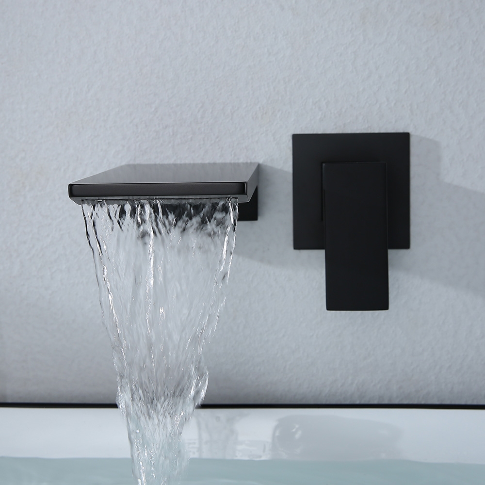 HMR - Wall Mounted Bathroom Sink Faucet Single Handle in Matte Black