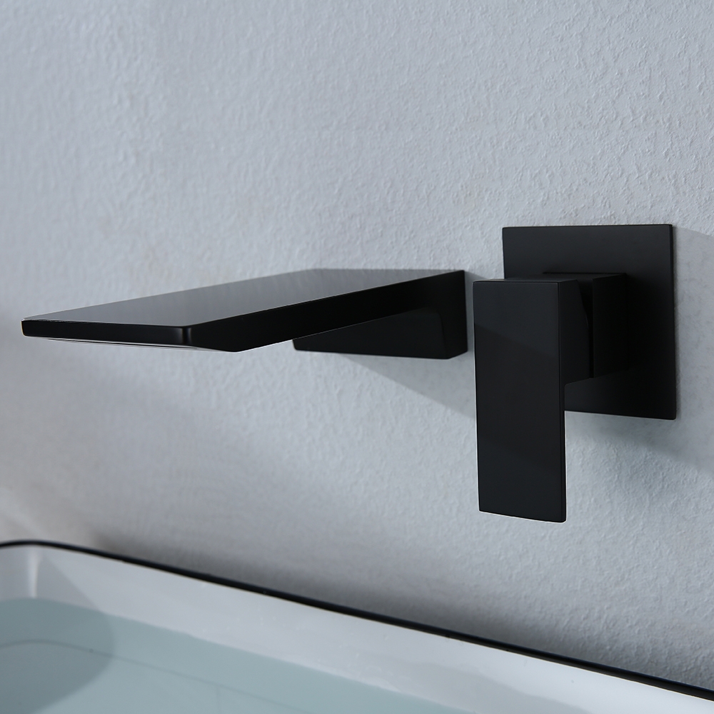 HMR - Wall Mounted Bathroom Sink Faucet Single Handle in Matte Black