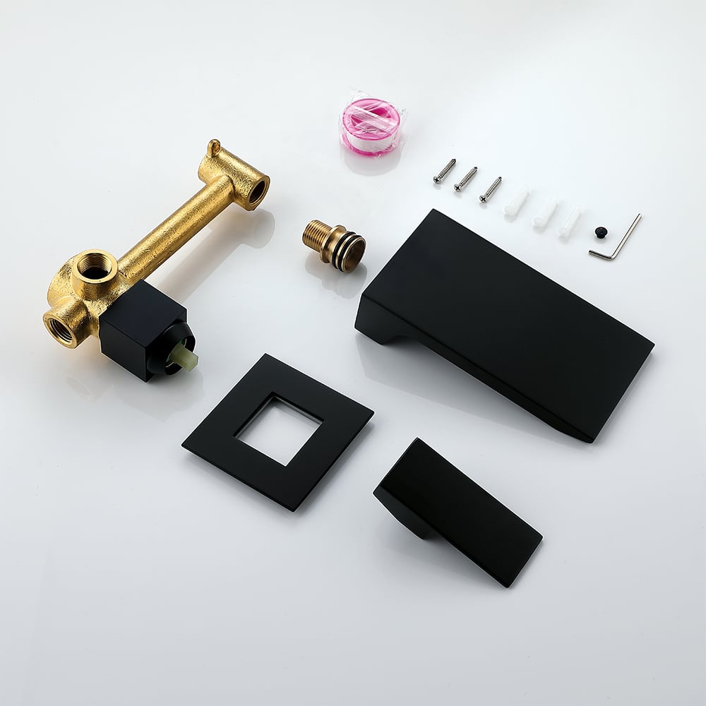 HMR - Wall Mounted Bathroom Sink Faucet Single Handle in Matte Black