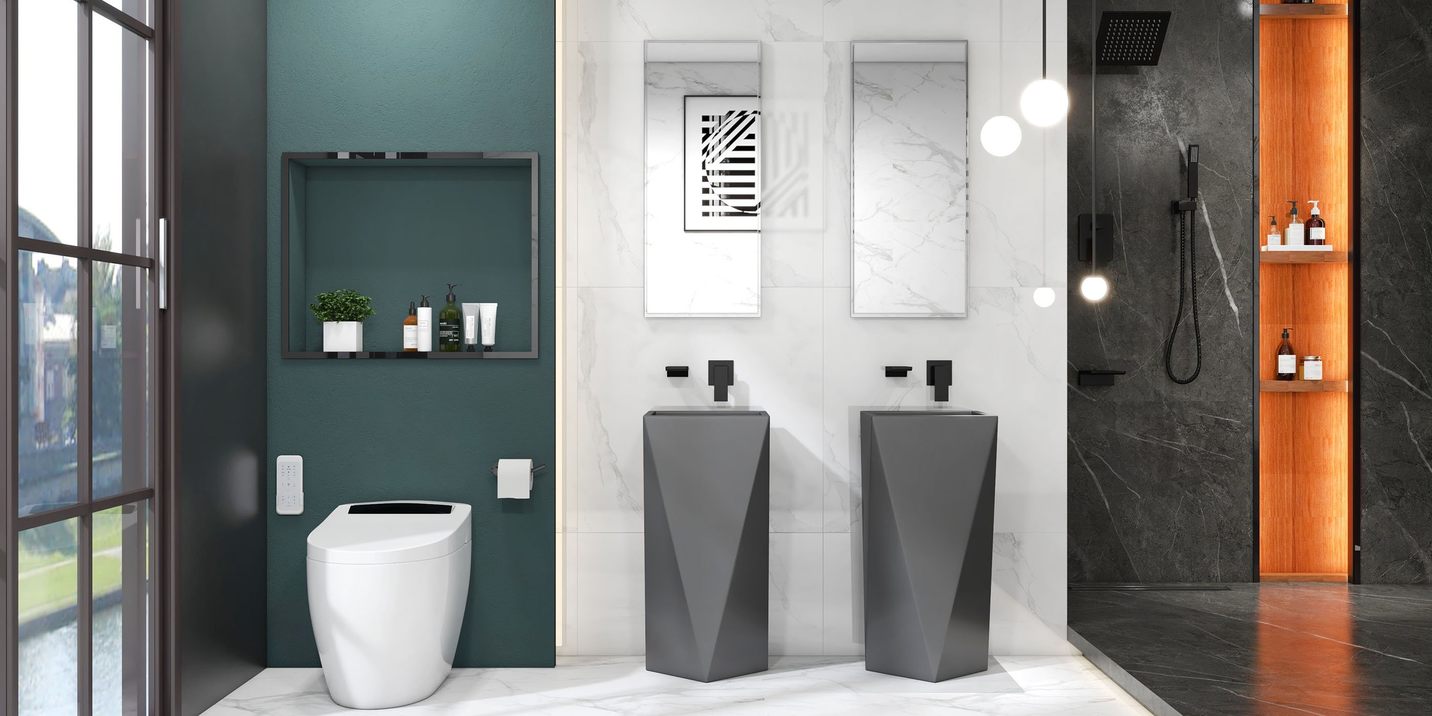 HMR - Wall Mounted Bathroom Sink Faucet Single Handle in Matte Black