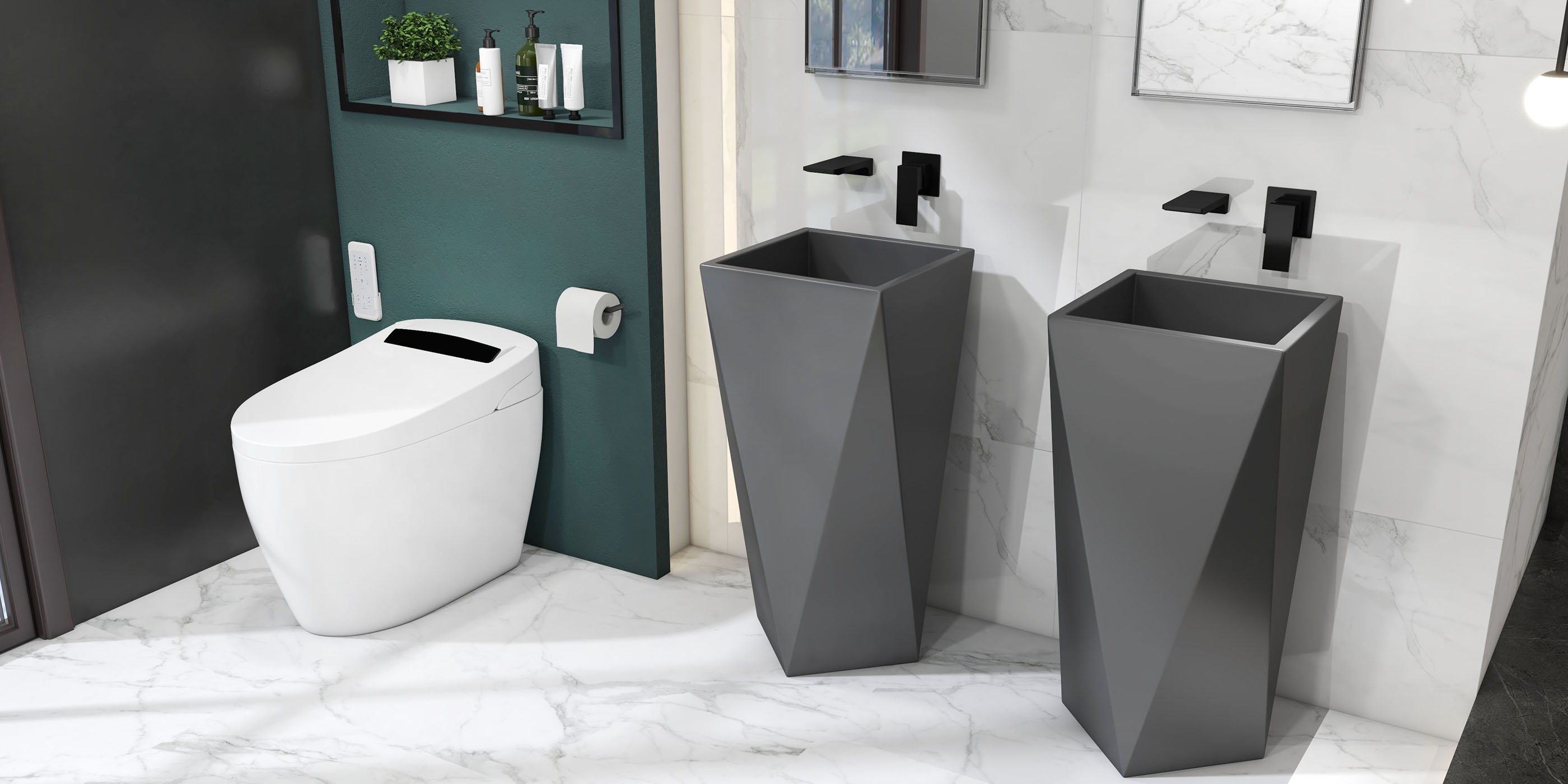 HMR - Wall Mounted Bathroom Sink Faucet Single Handle in Matte Black