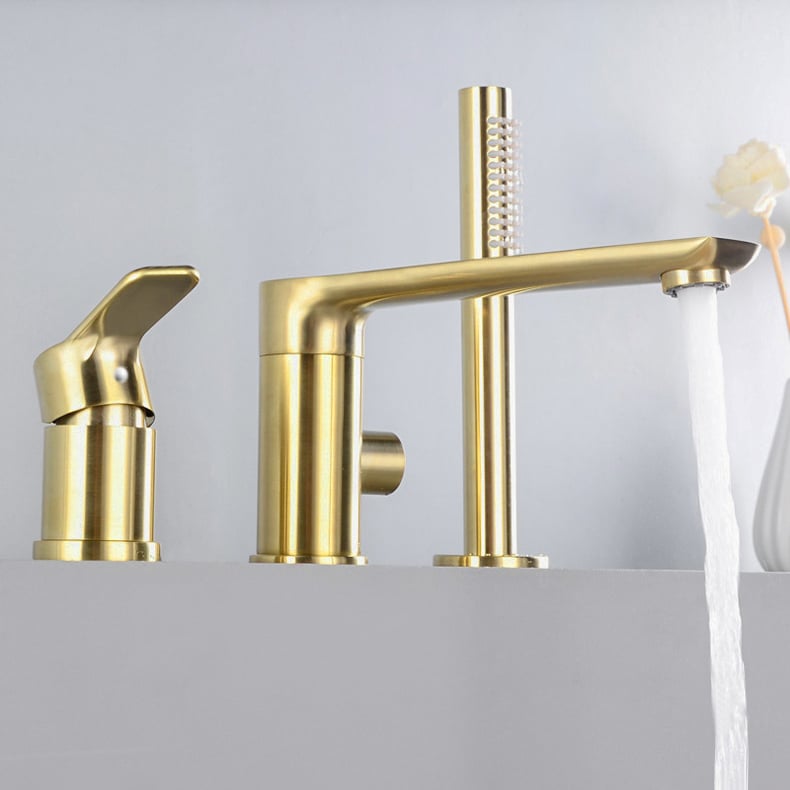 HMR - Brushed Deck-Mount Roman Bathtub Filler Faucet in Gold, Brass