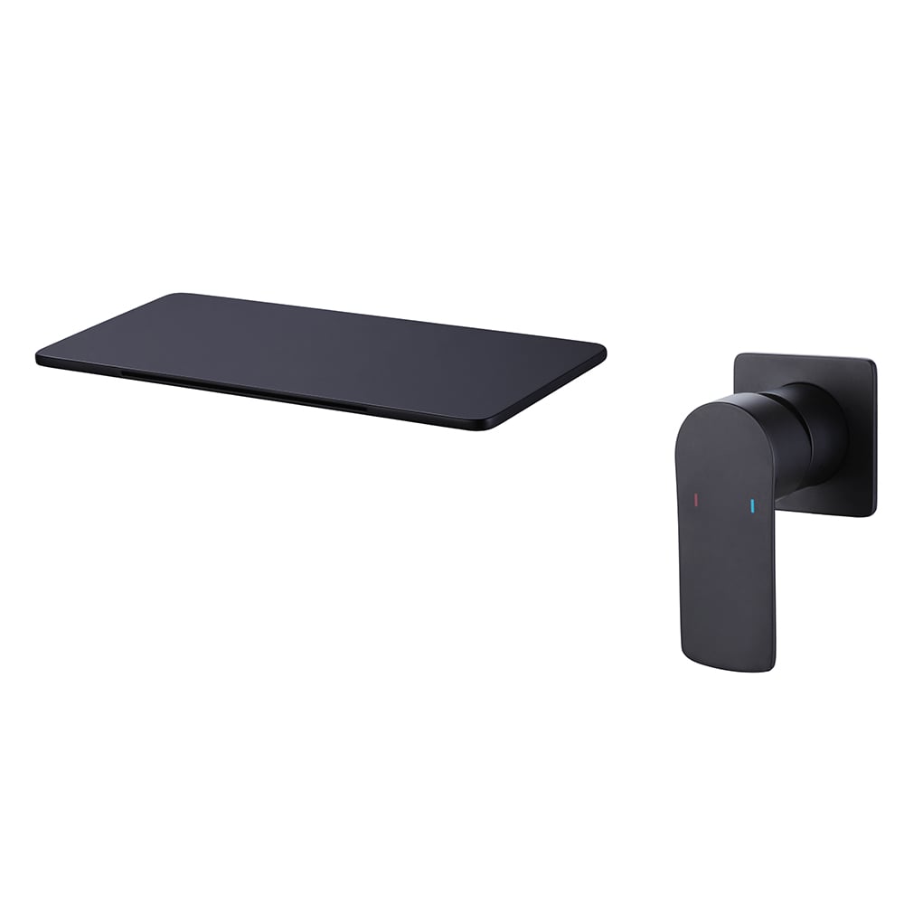 HMR - Single Handle Wall Mount Bathroom Sink Faucet Solid Brass in Black