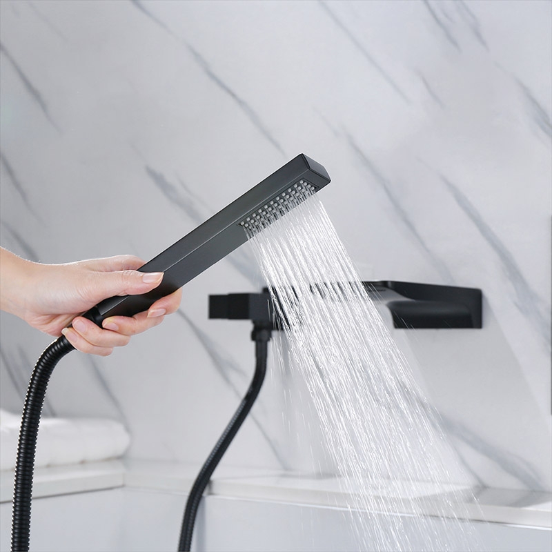 HMR - Wall Mounted Waterfall Faucet Tub Filler in Matte Black
