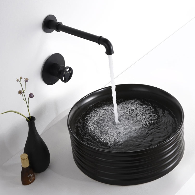 HMR - Ruth Wall Mounted Sink Faucet Single Handle in Matte Black