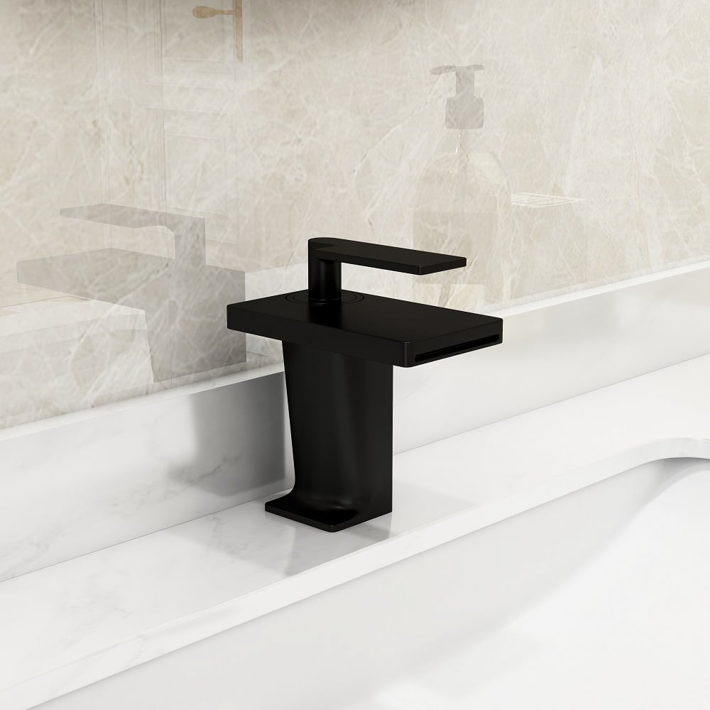 HMR - Single Handle Bathroom Faucet Solid Brass in Matte Black