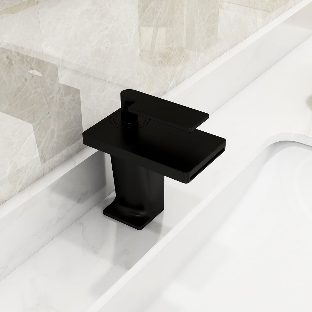 HMR - Single Handle Bathroom Faucet Solid Brass in Matte Black