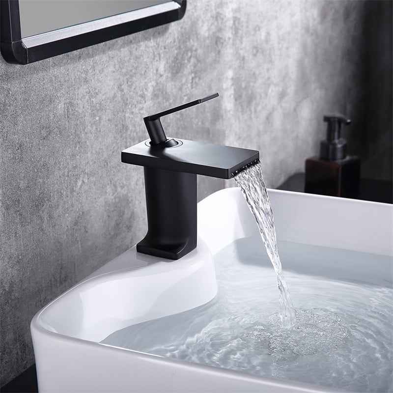 HMR - Single Handle Bathroom Faucet Solid Brass in Matte Black