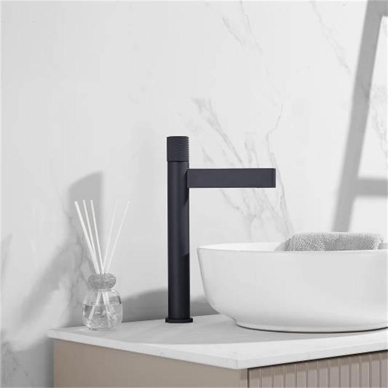 HMR - Single Handle Bathroom Vessel Sink Faucet Solid Brass in Black