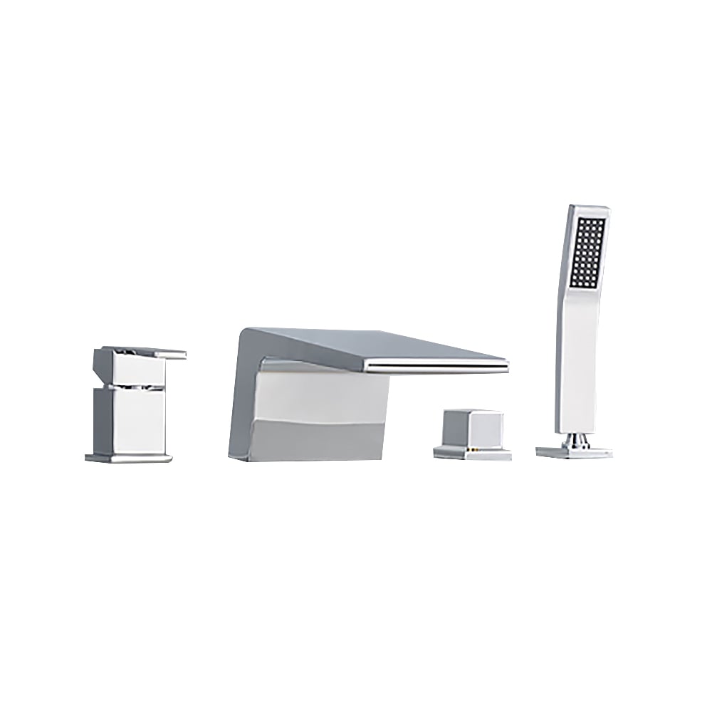 HMR Waterfall Deck-Mount Roman Tub Faucet with Handshower - Chrome
