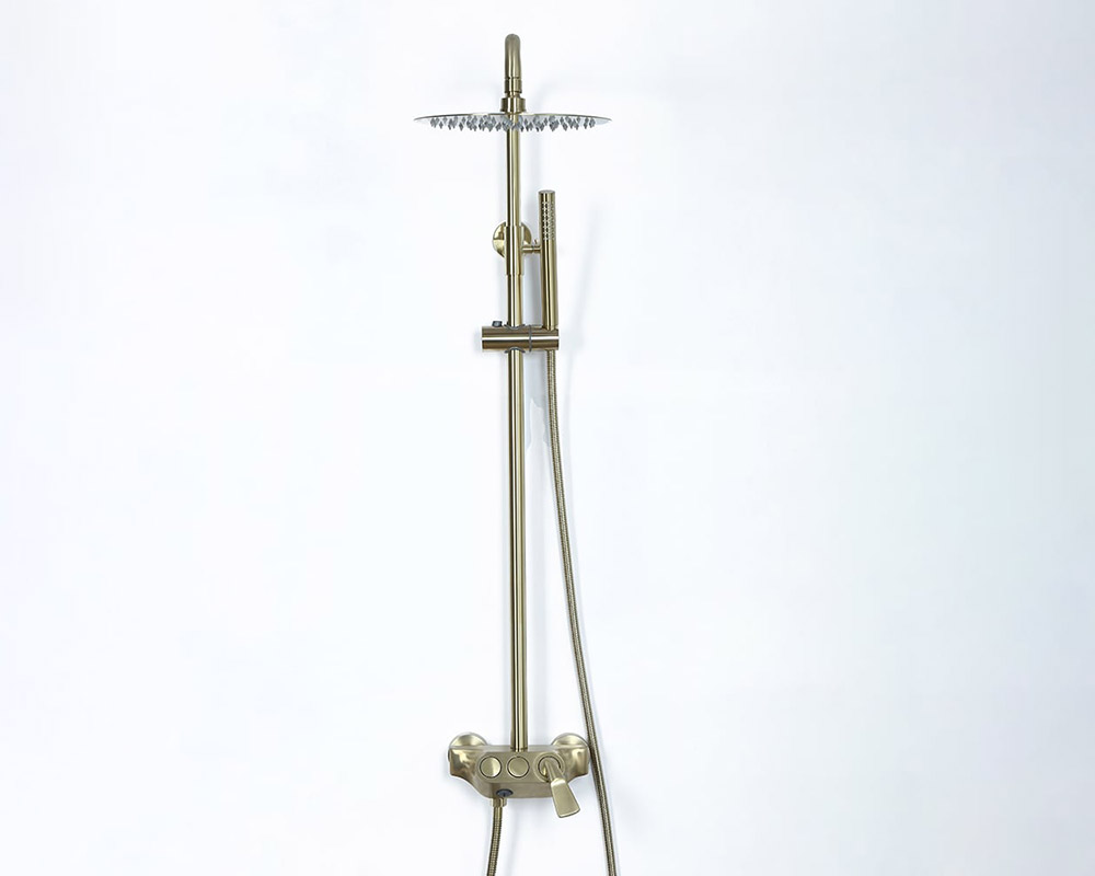 HMR - Exposed Rainfall Shower Fixture with Handshower and Tub Filler in Brushed Gold