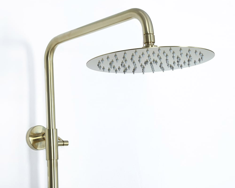 HMR - Exposed Rainfall Shower Fixture with Handshower and Tub Filler in Brushed Gold