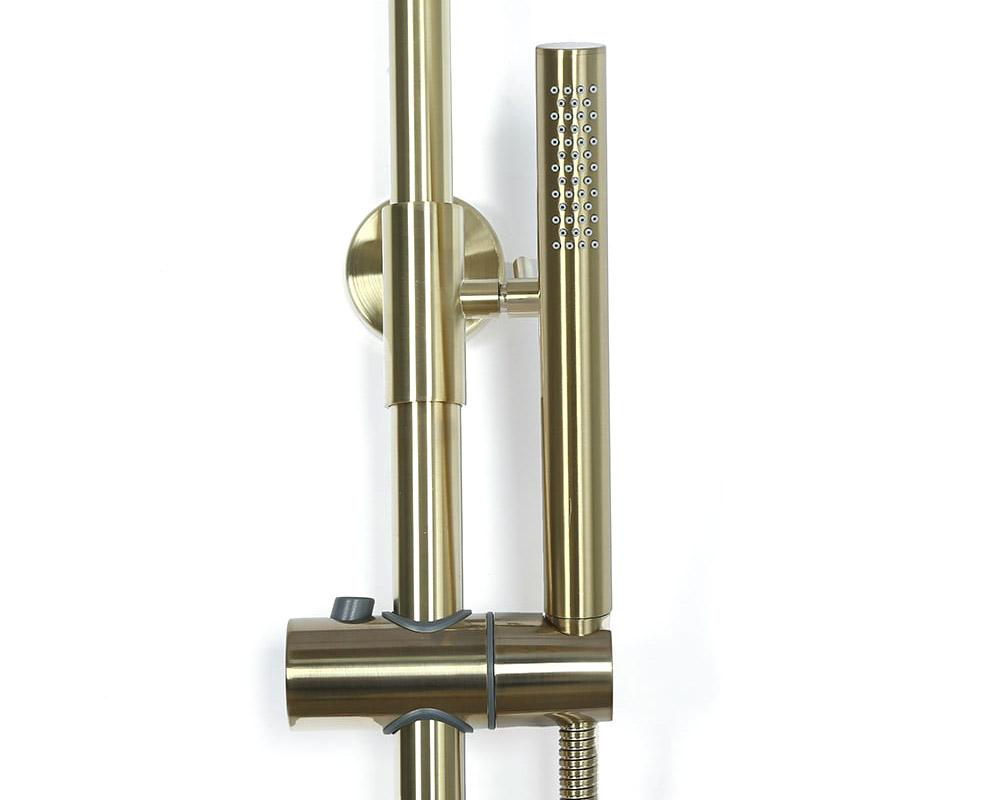 HMR - Exposed Rainfall Shower Fixture with Handshower and Tub Filler in Brushed Gold
