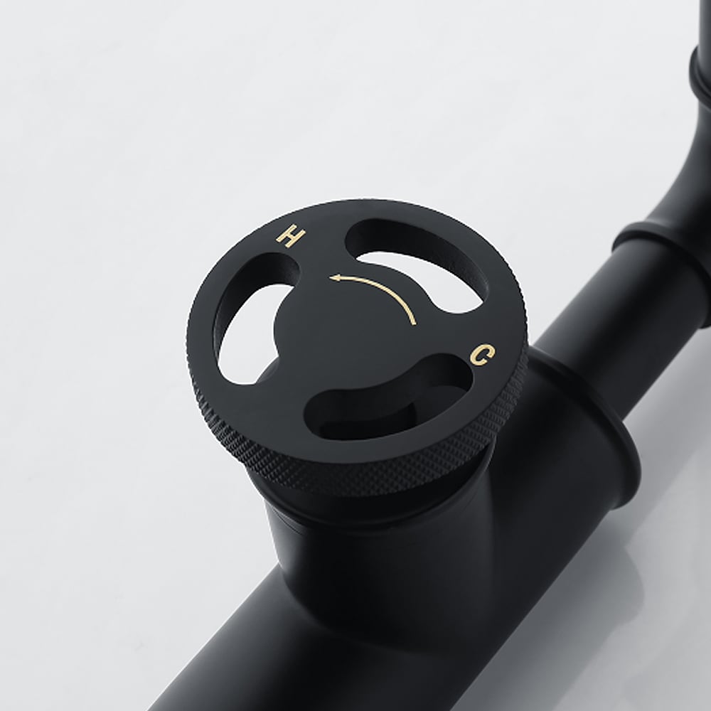 HMR - Ruth Pipe 1-Hole Sink Faucet with Single Handle in Black, Brass