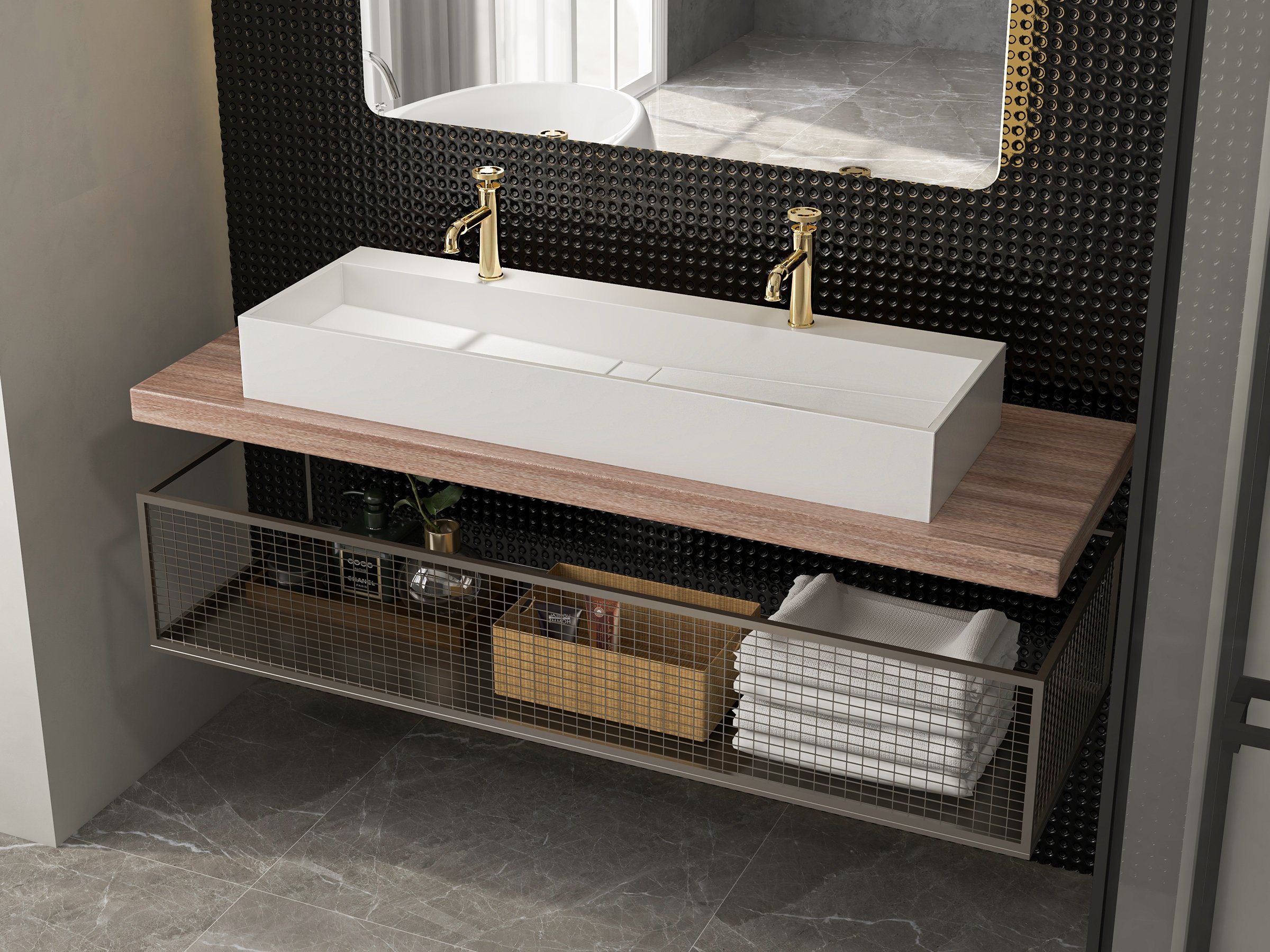 HMR - Single Hole Bathroom Sink Faucet Single Handle Solid Brass in Gold
