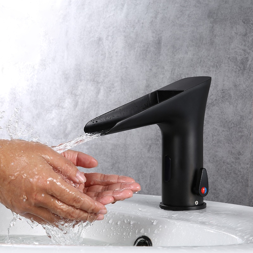 HMR - Single Hole Touchless Electronic Bathroom Sink Faucet in Matte Black