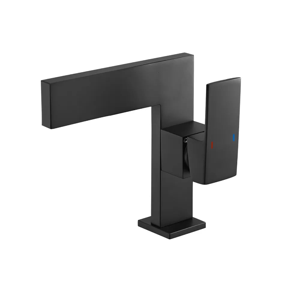 HMR - Single Handle Waterfall Sink Faucet One Hole in Matte Black, Brass