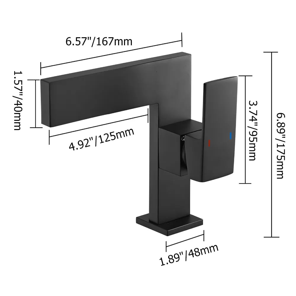 HMR - Single Handle Waterfall Sink Faucet One Hole in Matte Black, Brass