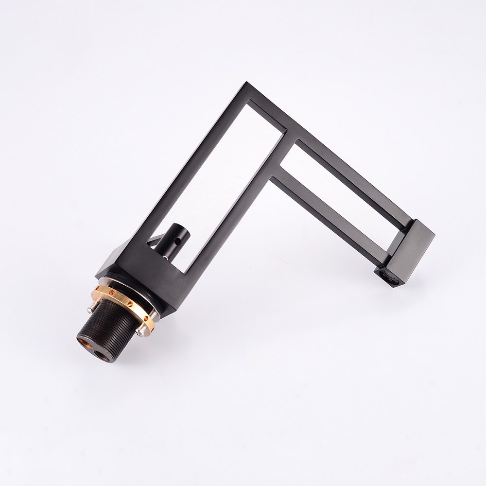 HMR - Geometric Bathroom Sink Faucet Solid Brass Architectural Design in Black