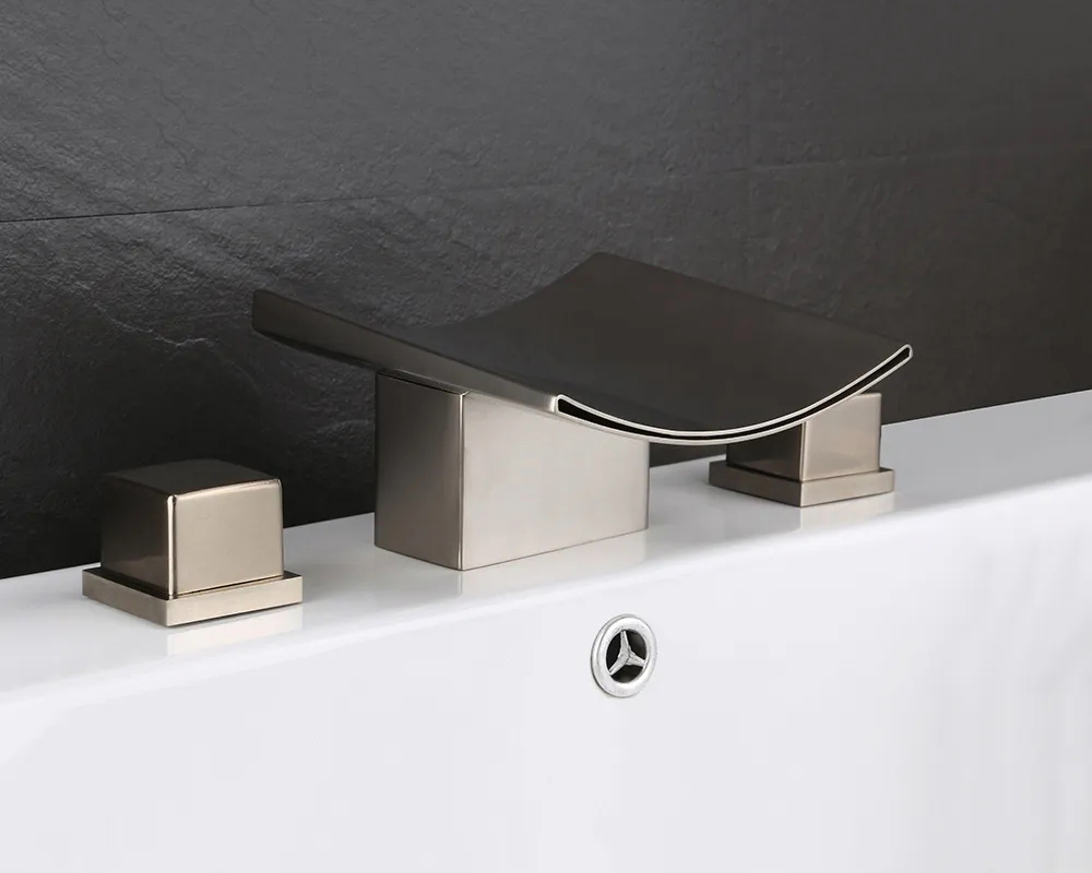 HMR - Grop Series Waterfall Widespread Bathroom Sink Faucet Double Handle